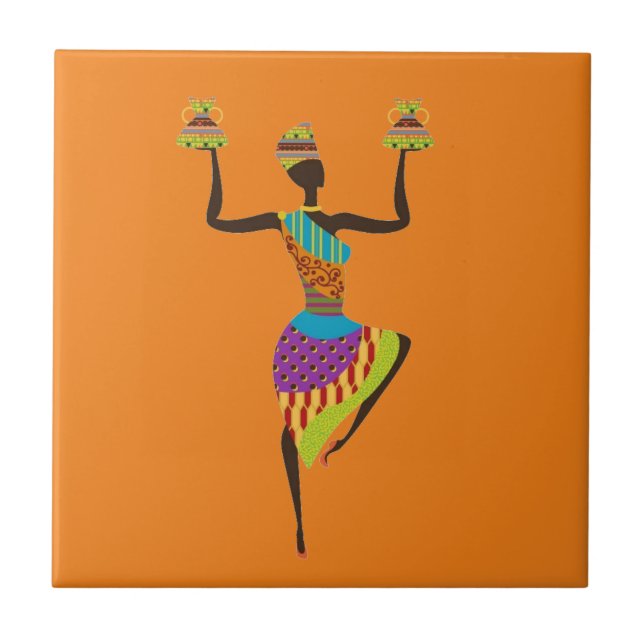 Carreau Art africain de tribal de dame (Devant)
