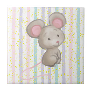 Carreau Art animal souris arc-en-ciel mignon aquarelle
