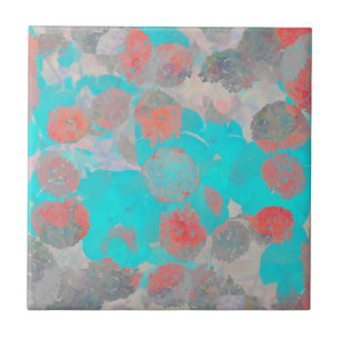 Carreau Art bleu rouge romantique floral / motif de fleurs