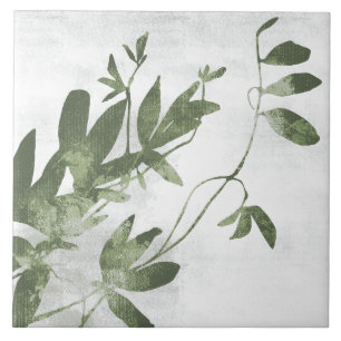Carreau Art botanique peintre vert olive sauge 09