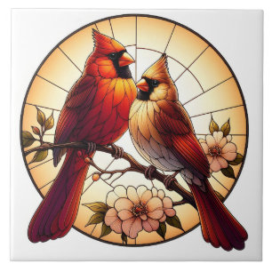 Carreau Art Cardinal Pair De Verre Tiré Inspiré Par La Nat