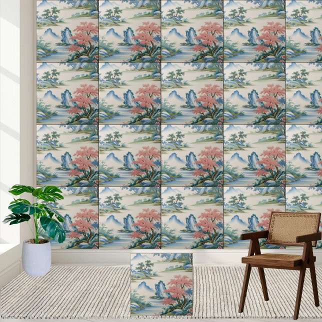 Carreau Art Chinois traditionnel Chinoiserie Carrelage pay (Traditional Chinese Art Chinoiserie Landscape Tile)