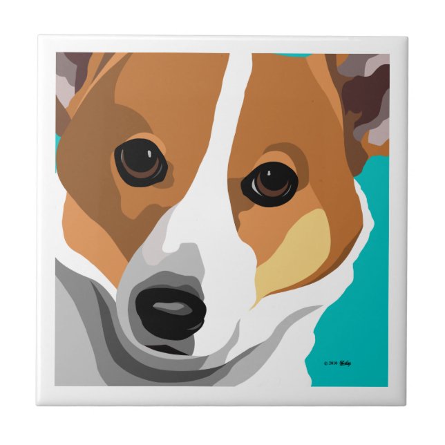 Carreau Art contemporain de corgi de Gallois (Devant)