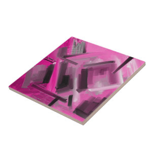 Carreau Art contemporain rose noir