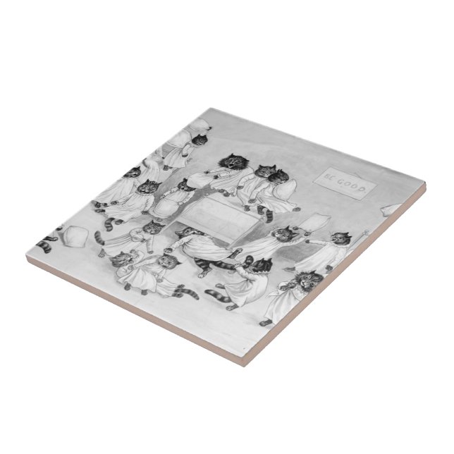 Carreau Art de chat par Louis Wain 1900 (Côté)