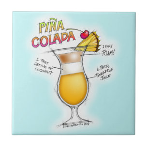 CARREAU ART DE COCKTAIL DE RECETTE DE PINA COLADA