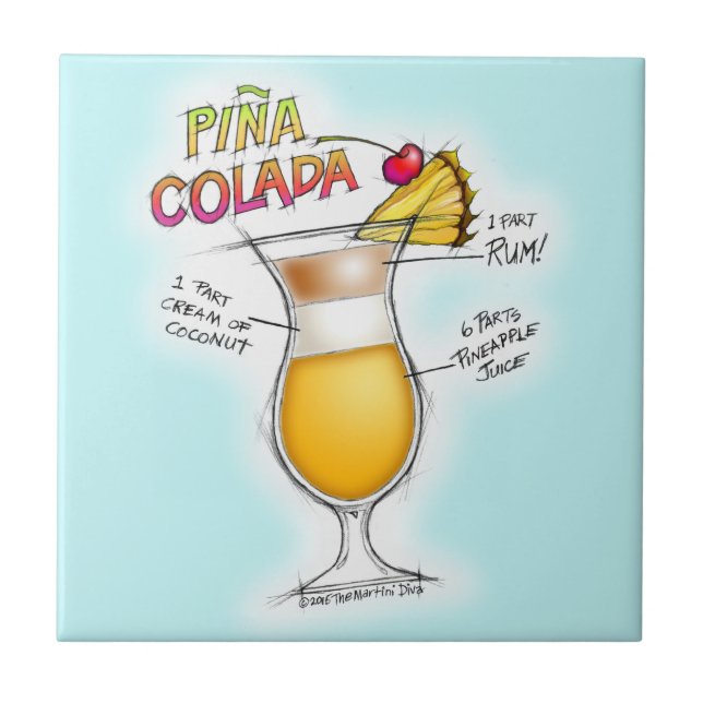 CARREAU ART DE COCKTAIL DE RECETTE DE PINA COLADA (Devant)