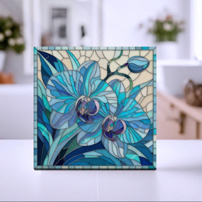 Carreau Art de la mosaïque de l'orchidée bleue (Créateur téléchargé)