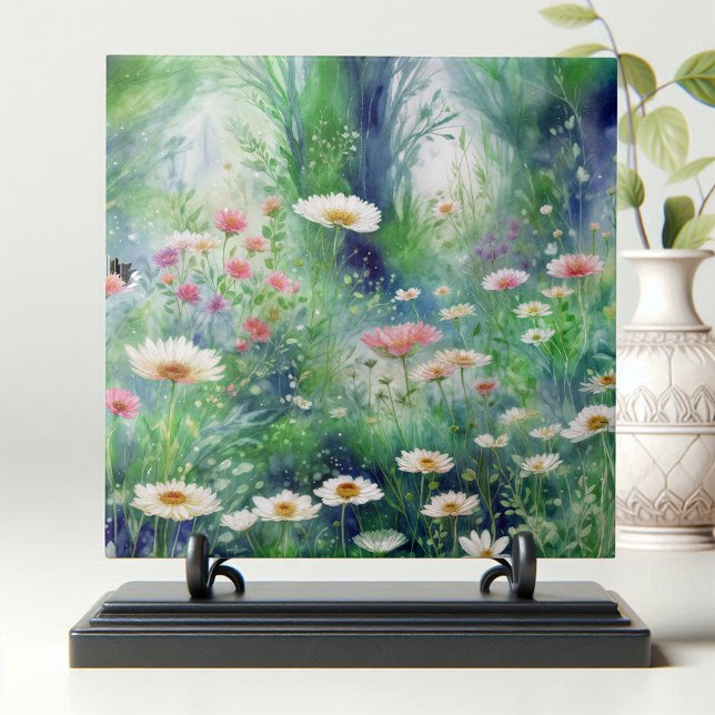 Carreau Art de l'aquarelle du Fleur sauvage lunaire (Créateur téléchargé)