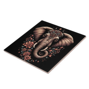 Carreau Art de l'éléphant de l'aube fleuri