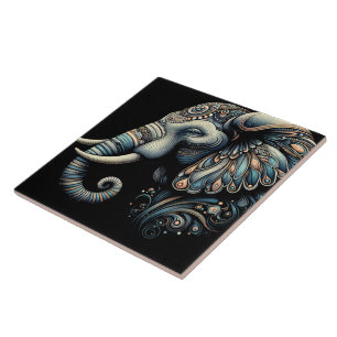 Carreau Art de l'éléphant de l'aube fleuri