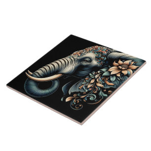 Carreau Art de l'éléphant de l'aube fleuri