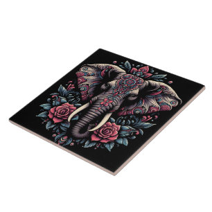 Carreau Art de l'éléphant de l'aube fleuri