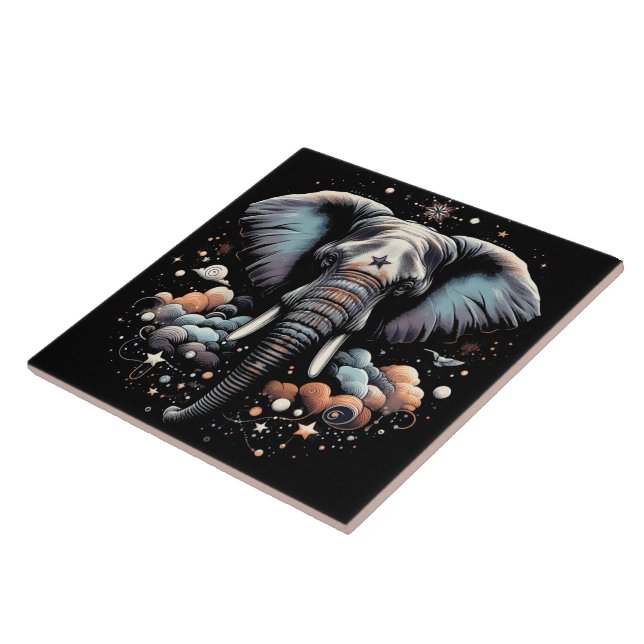 Carreau Art de l'éléphant de l'aube fleuri (Côté)