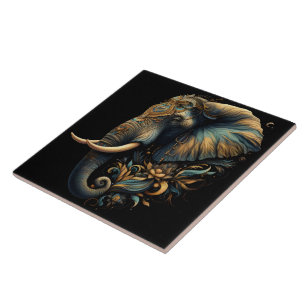 Carreau Art de l'éléphant de l'aube fleuri