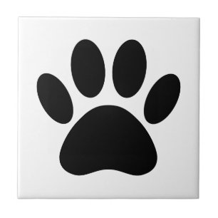Carreau Art de l'empreinte de patte de chien noir et blanc