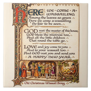 Carreau Art de manuscrit enluminé de la chanson vintage Wa