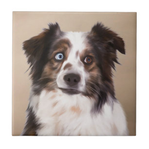 Carreau Art de peinture à l'huile de chien berger australi