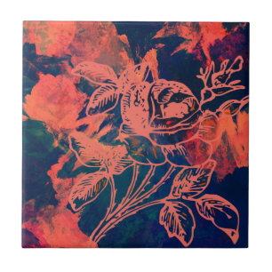 Carreau Art de rose rouge abstrait