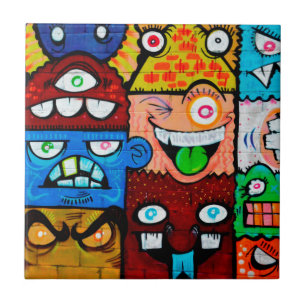 Carreau Art de rue de graffiti de NY - monstres idiots