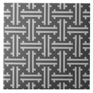 Carreau Art Déco à claustra chinois, gris argent et graphi