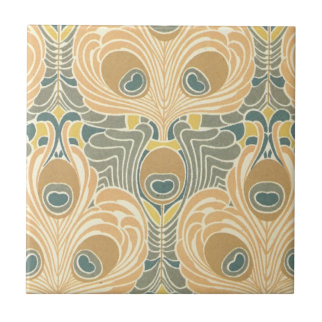 Carreau art déco art nouveau paon art motif (Devant)