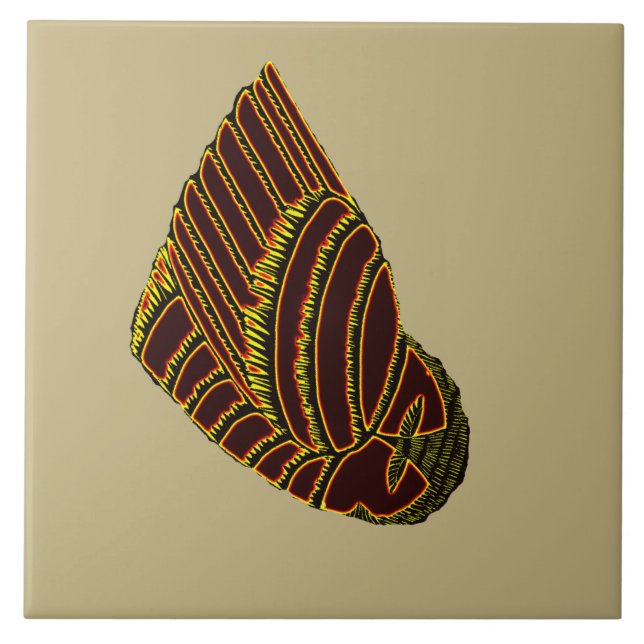 Carreau ART DÉCO AVIEN en tuile JAUNE (Devant)