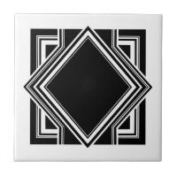 Art Déco Blanc Noir Géométrique Élément Carré 05