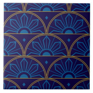 Carreau Art Déco Bleu Or Géométrique