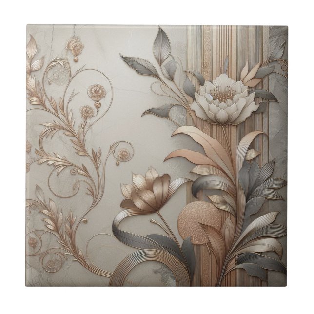Carreau Art Déco : Botaniques élégantes et luxe géométriqu (Devant)
