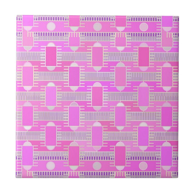 Carreau Art Déco chic industriel - rose, mauve (Devant)
