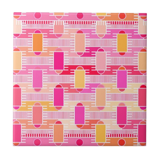 Carreau Art Déco chic industriel - rose, pêche, or (Devant)