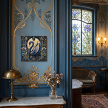 ART DÉCO CYGNE BLEU | ACCENT DÉCORATIF VINTAGE