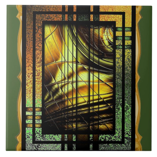 Carreau Art Déco En Vert Et Or (Devant)