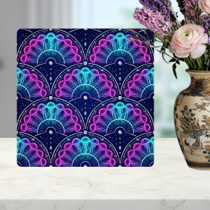 Carreau Art Déco Éventail Méduse Néon Rose Bleu