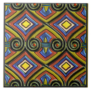 Carreau Art Déco fait perse (multicolore)