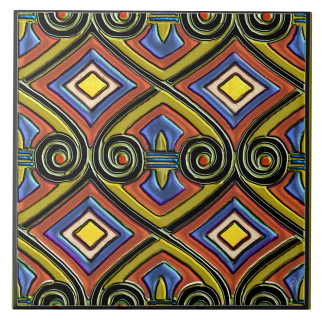 Carreau Art Déco fait perse (multicolore) (Devant)