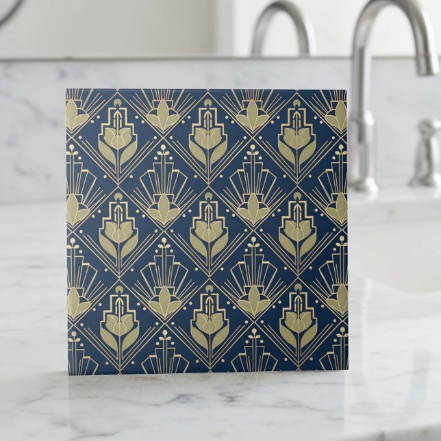 Carreau Art Deco Geometric Pat#6 olive navy ID1196 (Créateur téléchargé)