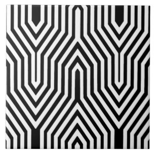 Carreau Art déco géométrique - noir et blanc