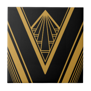 Carreau Art Déco Gold Black Elegant Géométrique Crisp