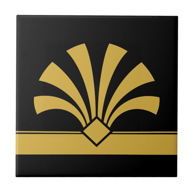 Carreau Art Déco Gold Black Flower Element 06 (Devant)