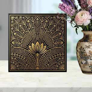 Carreau Art Déco Lotus Noir Motif Géométrique en Or