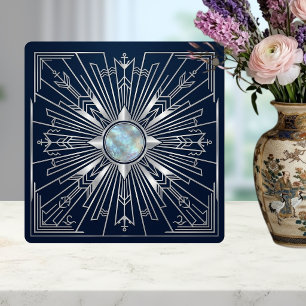 Carreau Art Déco Marin Soleil Éclaté Céramique Navy Argent