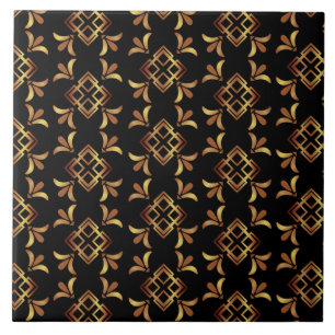 Carreau Art Déco Noir, Or et Brown Abstrait