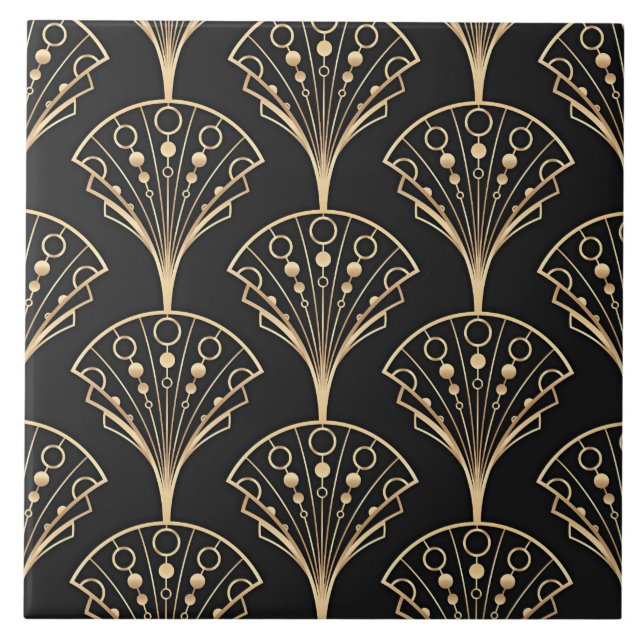Carreau Art Déco Palmette Motif, (Devant)