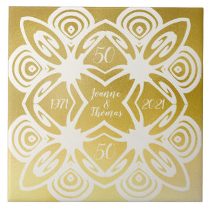 Carreau Art Déco personnalisé Mariage doré