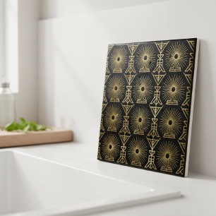 Carreau Art Déco sans couture en forme de soleil g