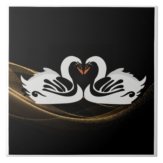 Carreau Art Déco Swans Décor Mur Art Nouveau Swan Céramiqu (Devant)