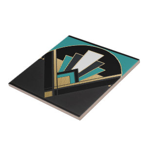 Carreau Art Déco Van Style Céramique (Turquoise)