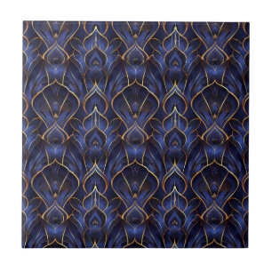Carreau Art Déco Whimsical Vintage Bleu Floral